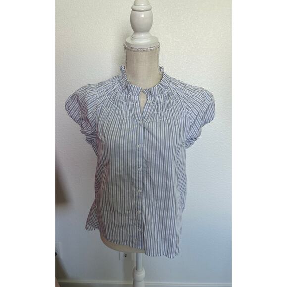 J Crew Striped Smock Neck Poplin Top - S - Picture 2 of 5